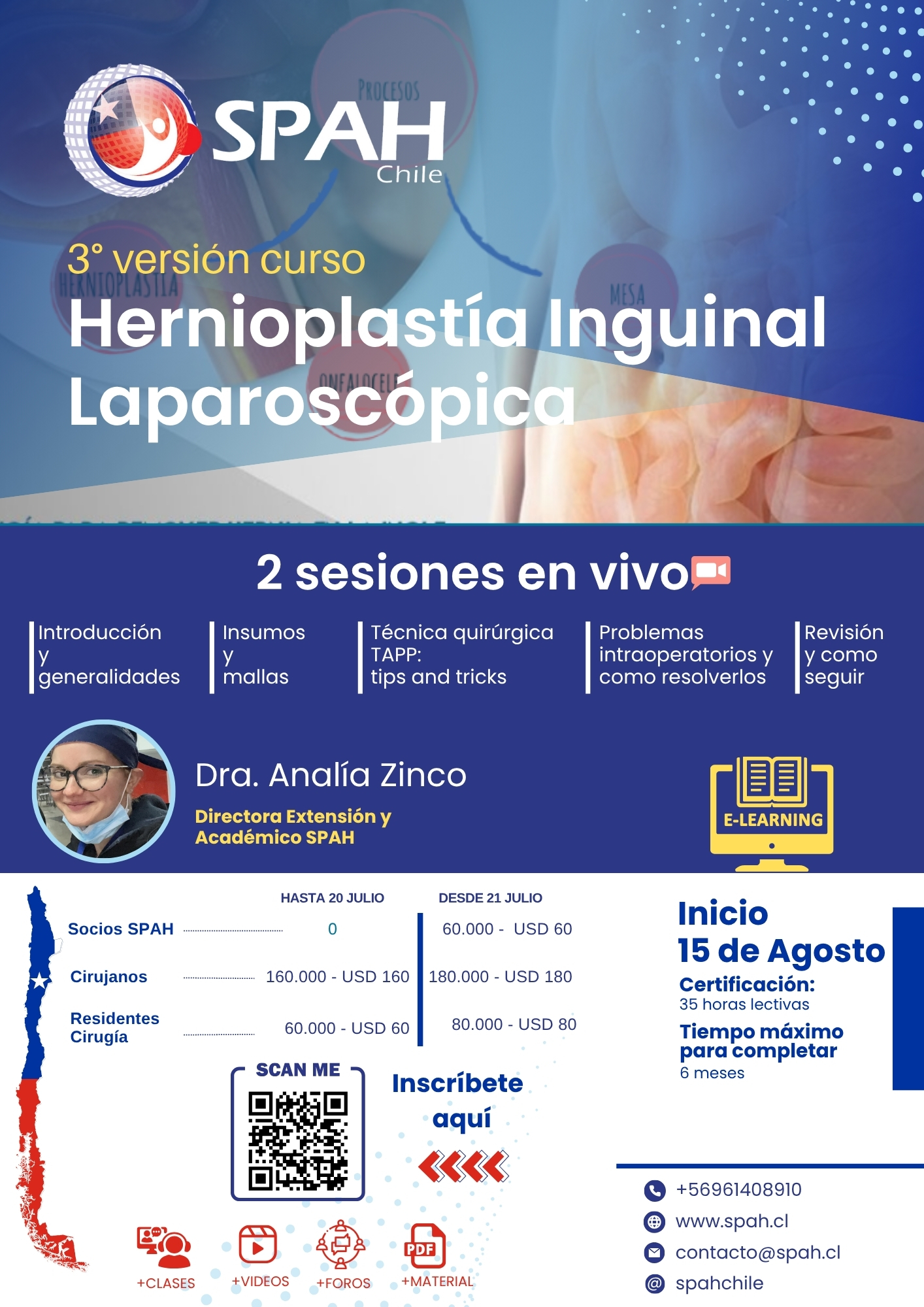 Afiche Curso Hernioplastía eLearning 2025